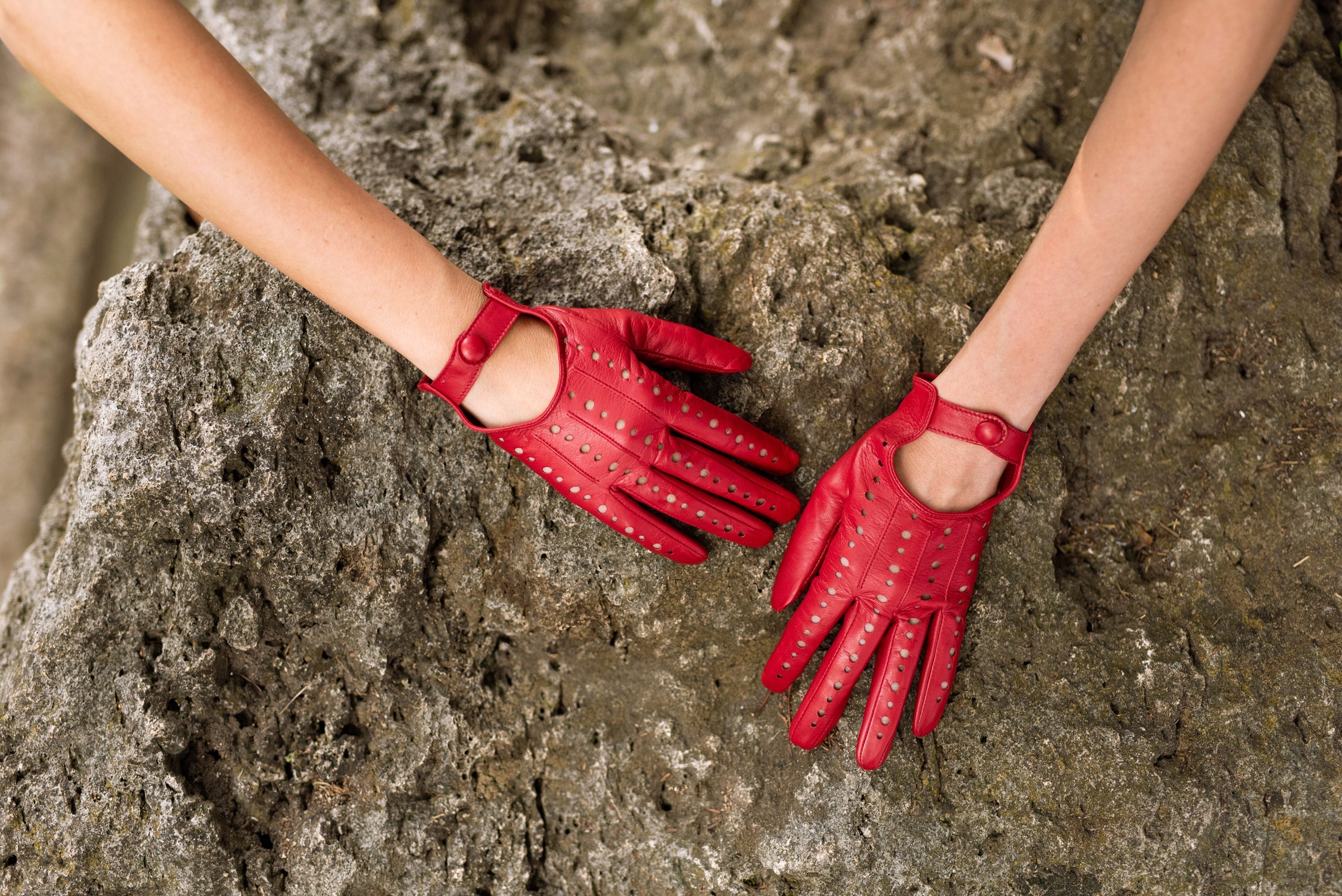 Rimini Women's Red Leather Driving Gloves - Main Image